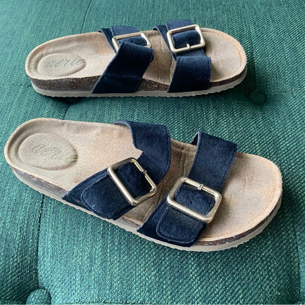 Aerie Black Velvet Sandals